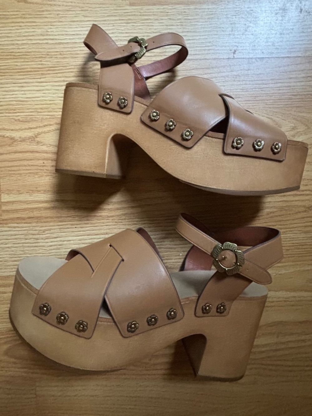 Coach open toed platforms Size 10